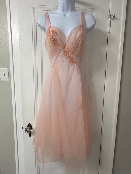 Dresses & Skirts - Artemis Peach Chiffon Floral Detail Women’s Dress